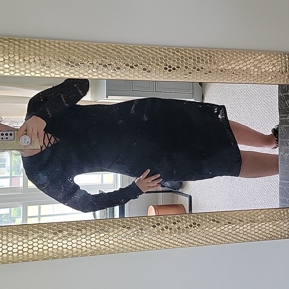 NWT black lace overlay sheath dress xxl